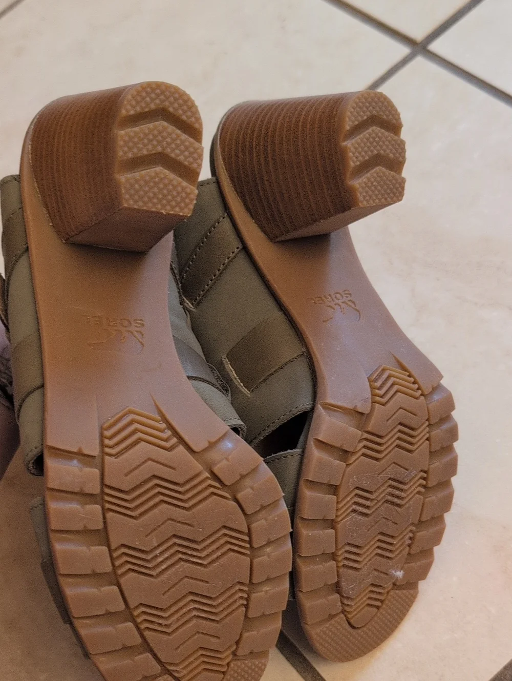 Sorel Nadia Leather Heels Buckle II Sage Gladiator Sandals Leather Peep Toe 8.5